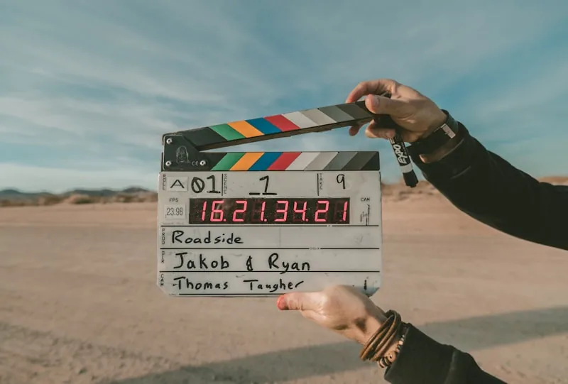 Documentary film production clapperboard